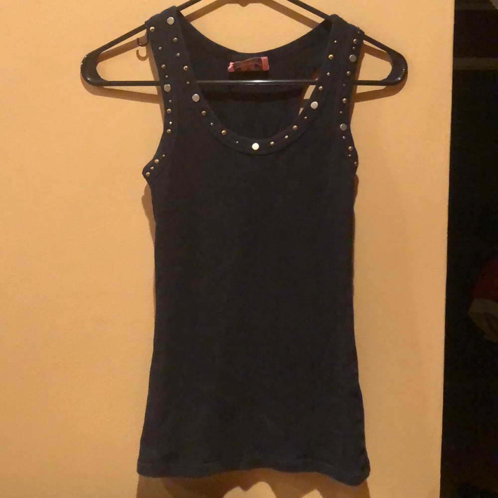 Racer back, brass stud trimmed tank top